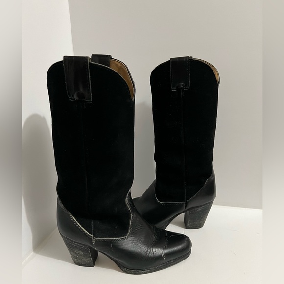 Vintage Black on Black All Leather Cowboy Boots - Size 8 - Picture 10 of 14